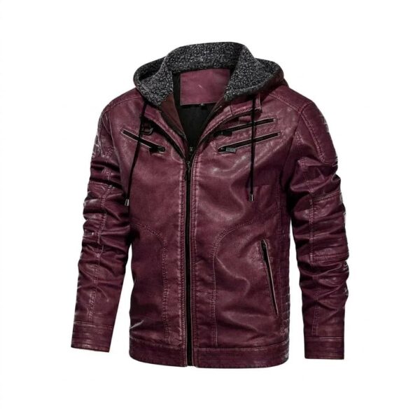 Bordeaux Hooded Bomber — Handcrafted Oxblood Leather Jacket