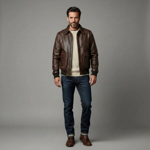 Aviator Heritage Trim Leather Jacket – Bespoke Flight Craft - 4