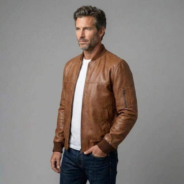 WGB Handwaxed Tan Bomber Jacket - 4