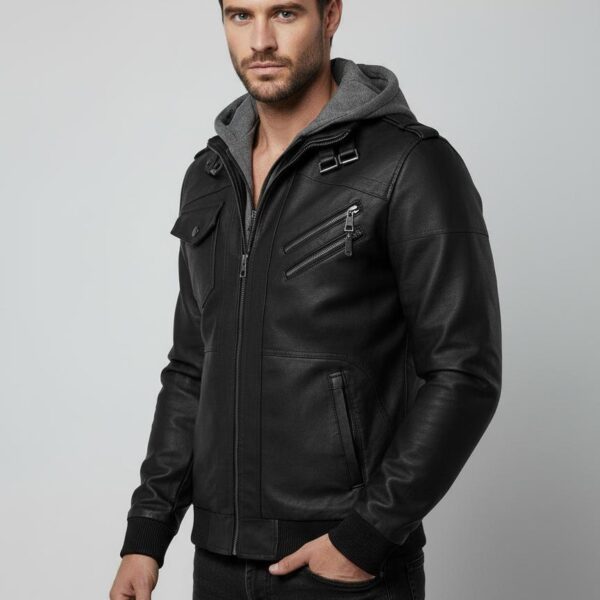 Noster Dams Hooded Bomber — Hand-Finished Full‑Grain Leather - 3