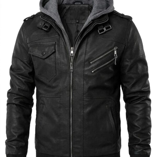 Noster Dams Hooded Bomber — Hand-Finished Full‑Grain Leather
