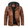 Nocturne Tan Hand-Waxed Bomber — Hooded Full-Grain Leather Jacket