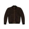 Artisan Patina Suede Bomber Jacket — Handcrafted Full-Grain Bomber Jacket
