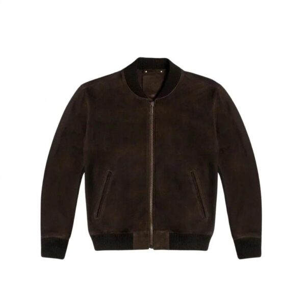 Artisan Patina Suede Bomber Jacket — Handcrafted Full-Grain Bomber Jacket