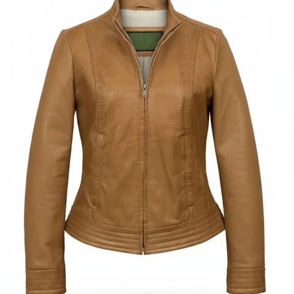 Aged Tan Sheepskin Moto Jacket
