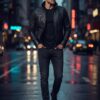 Nocturne Waxed Lambskin Cafe Racer Jacket - 6