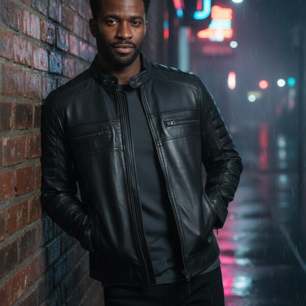 Noir Classic Cafe Racer Lambskin Jacket 6 Noir Classic Cafe Racer Lambskin Jacket - 6