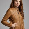 Aged Tan Sheepskin Moto Jacket - 1