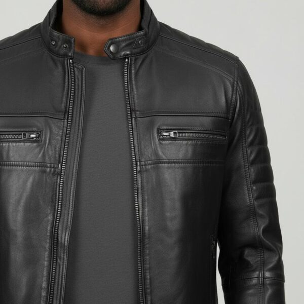 Noir Classic Cafe Racer Lambskin Jacket 2 Noir Classic Cafe Racer Lambskin Jacket - 2