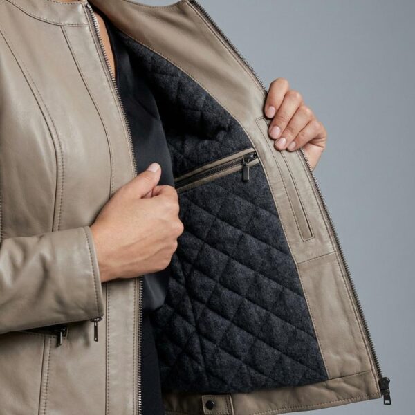 Fash Nappa Collarless Leather Jacket