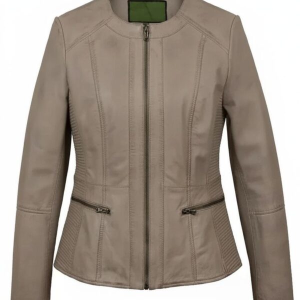 Fash Nappa Collarless Leather Jacket