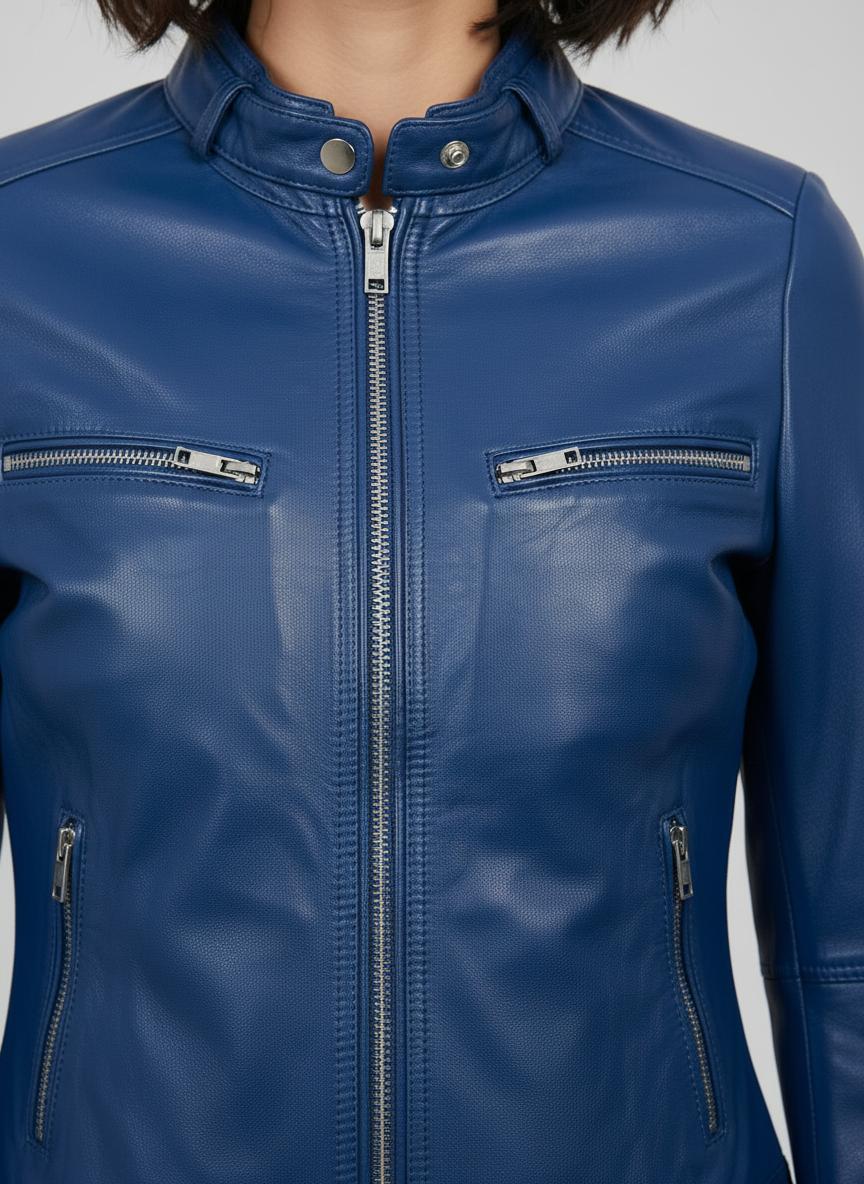 Atlantic Hand-Burnished Sheepskin Biker Jacket Atlantic Hand-Burnished Sheepskin Biker Jacket