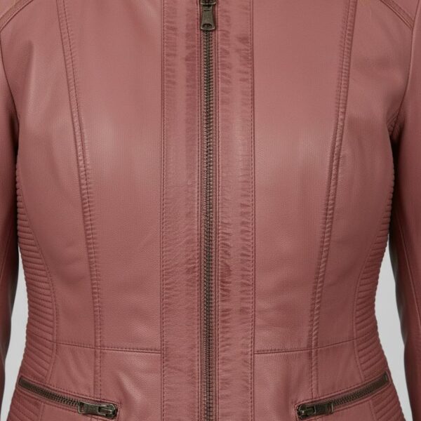 Blush Collarless Lambskin Jacket Tailored Raglan 2 Blush Collarless Lambskin Jacket Tailored Raglan - 2