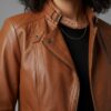 Heritage Tan Notch Biker Leather Jacket - 2