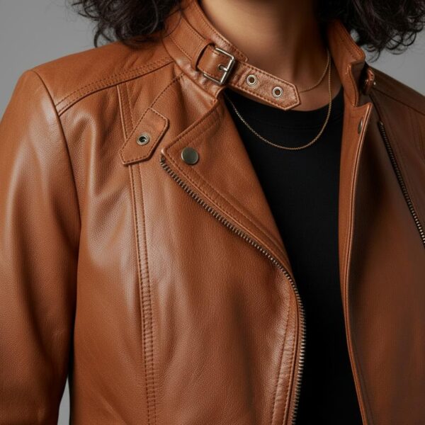Heritage Tan Notch Biker Leather Jacket - 2