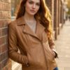 Aged Tan Sheepskin Moto Jacket - 5