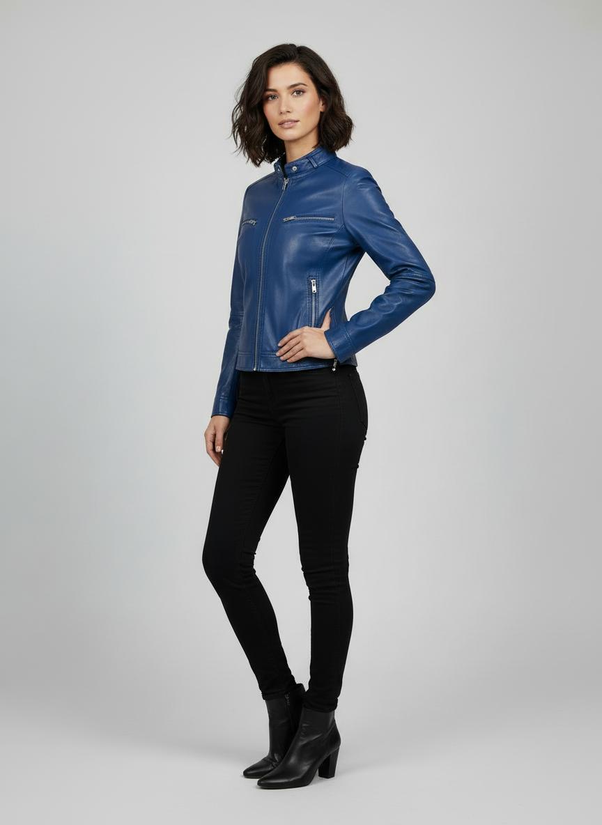 Atlantic Hand-Burnished Sheepskin Biker Jacket Atlantic Hand-Burnished Sheepskin Biker Jacket