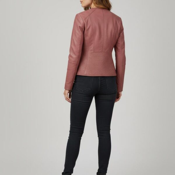 Blush Collarless Lambskin Jacket Tailored Raglan