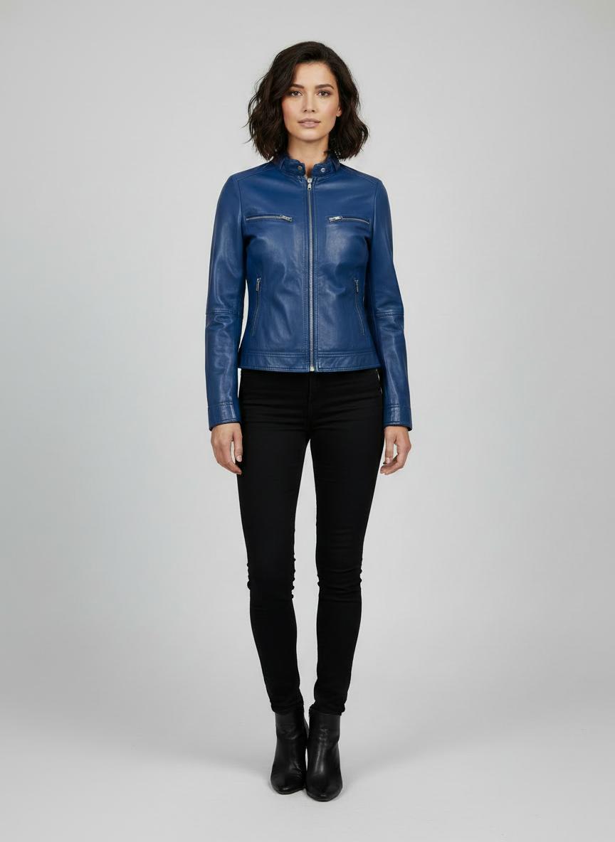 Atlantic Hand-Burnished Sheepskin Biker Jacket Atlantic Hand-Burnished Sheepskin Biker Jacket