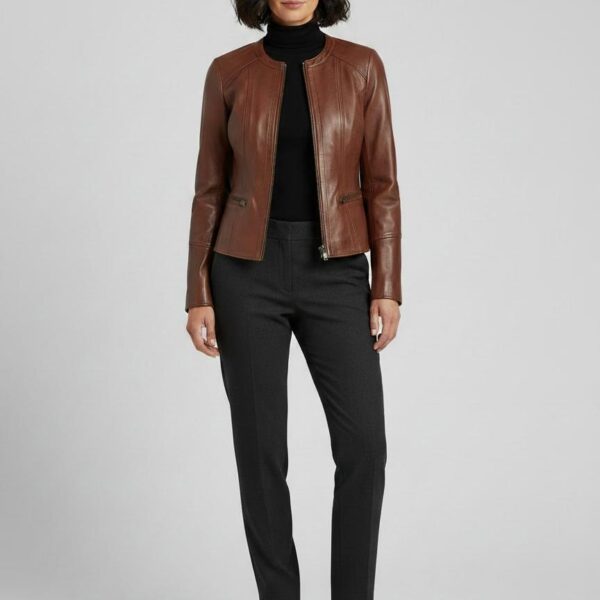 Aurelian Collarless Sheepskin Jacket 3 Aurelian Collarless Sheepskin Jacket - 3