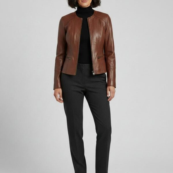 Aurelian Collarless Sheepskin Jacket 2 Aurelian Collarless Sheepskin Jacket - 2