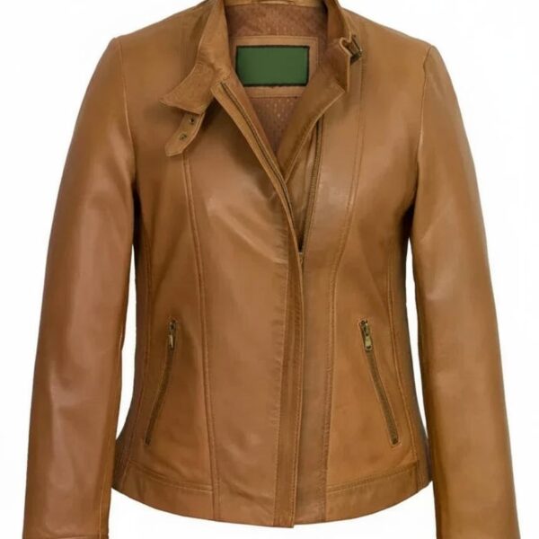 Heritage Tan Notch Biker Leather Jacket