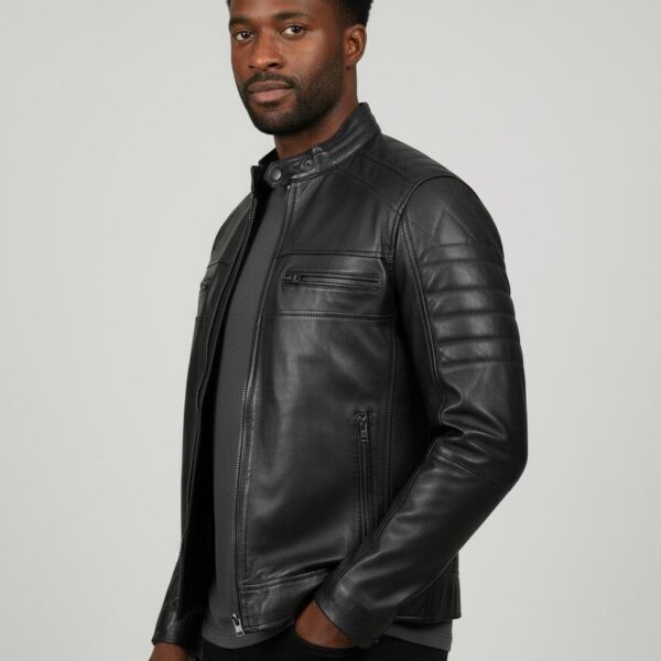 Noir Classic Cafe Racer Lambskin Jacket 3 Noir Classic Cafe Racer Lambskin Jacket - 3