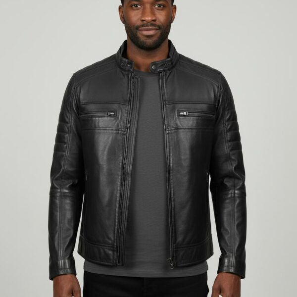 Noir Classic Cafe Racer Lambskin Jacket 4 Noir Classic Cafe Racer Lambskin Jacket - 4