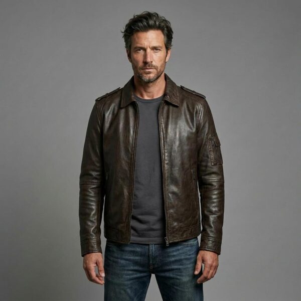 Aviator Heritage Brown Leather Bomber Jacket 3 Aviator Heritage Brown Leather Bomber Jacket - 3