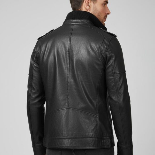 Nocturne Waxed Lambskin Cafe Racer Jacket 2 Nocturne Waxed Lambskin Cafe Racer Jacket - 2