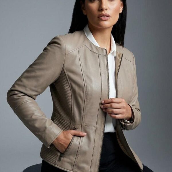 Fash Nappa Collarless Leather Jacket - 4