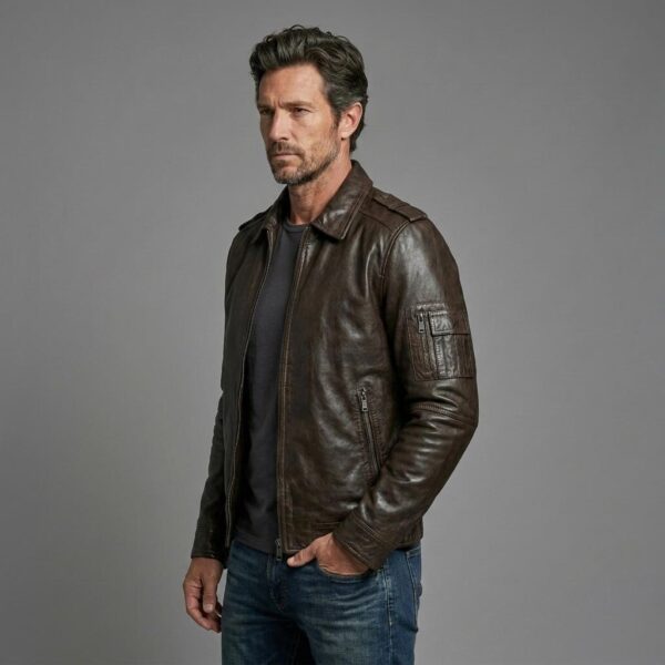Aviator Heritage Brown Leather Bomber Jacket 2 Aviator Heritage Brown Leather Bomber Jacket - 2