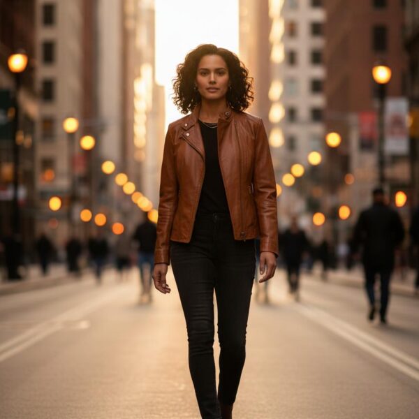 Heritage Tan Notch Biker Leather Jacket - 3