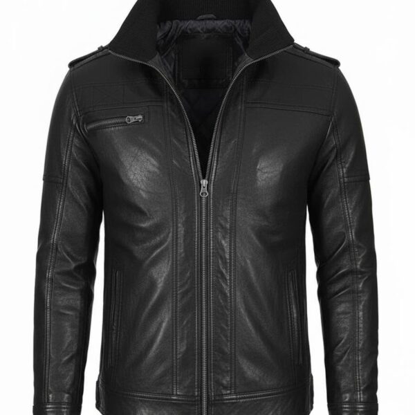 Nocturne Waxed Lambskin Cafe Racer Jacket