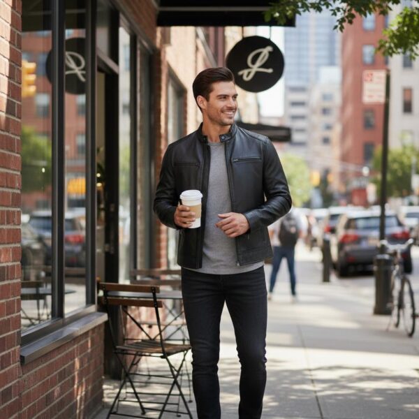 Nocturne Lambskin Cafe Racer Jacket - 6