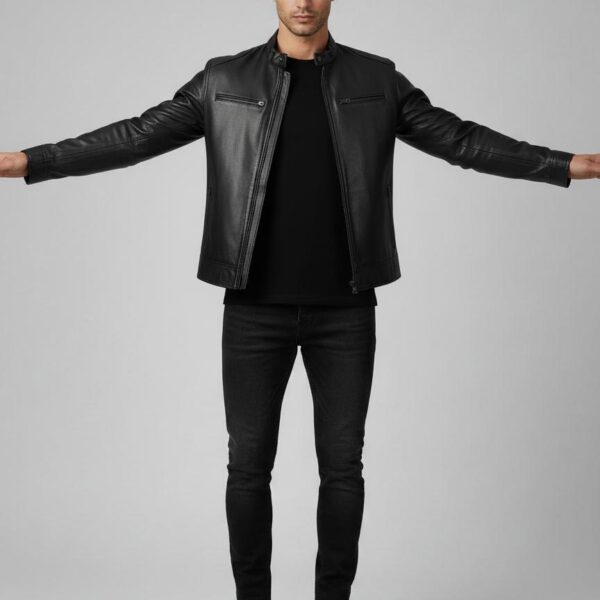 Nocturne Lambskin Cafe Racer Jacket - 4