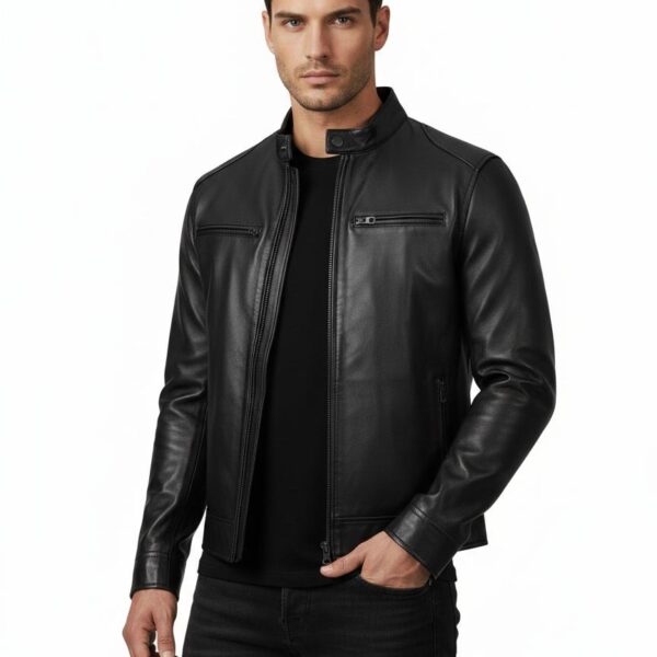Nocturne Lambskin Cafe Racer Jacket - 3